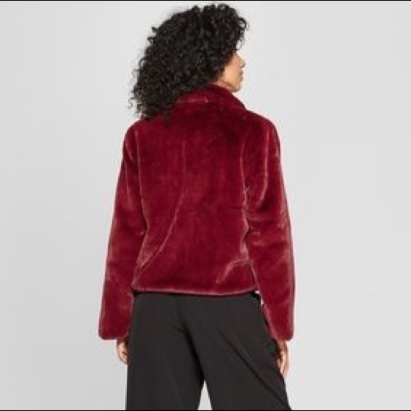 Women’s faux fur jacket A new day burgundy - Picture 2 of 3